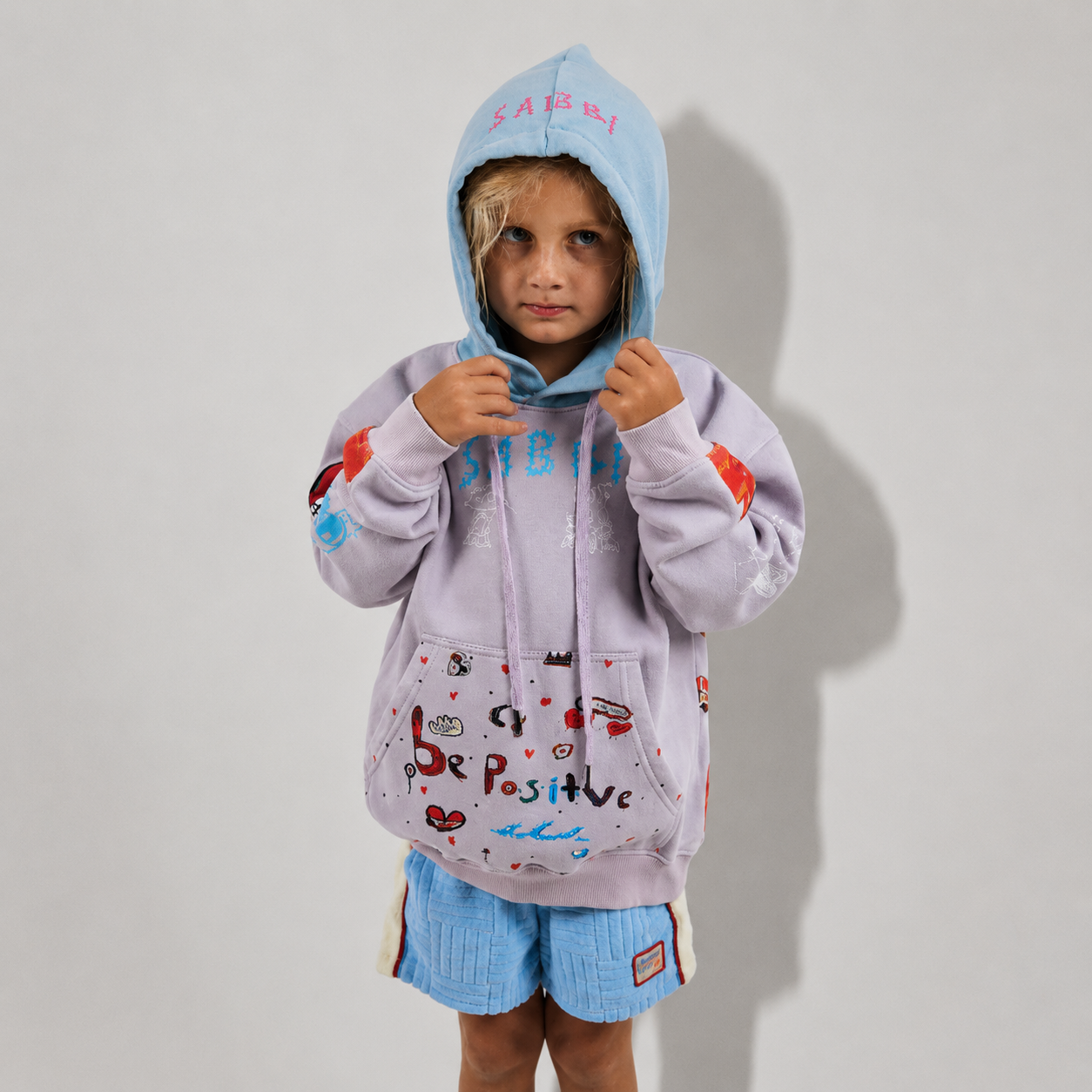 Be Positive kids Hoodie | Mauve Blue