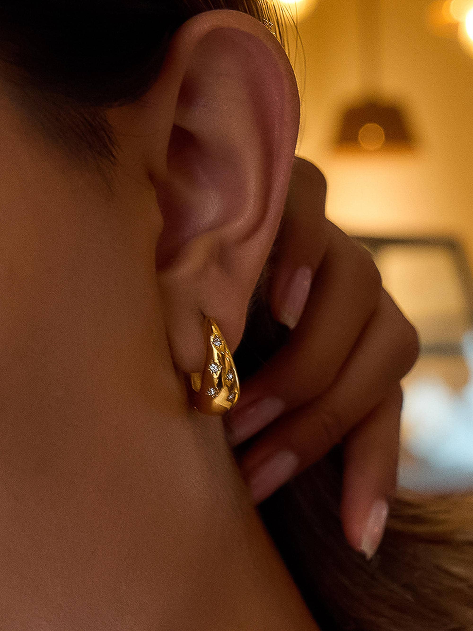 Solira Star Hoop Earring | 18K Gold
