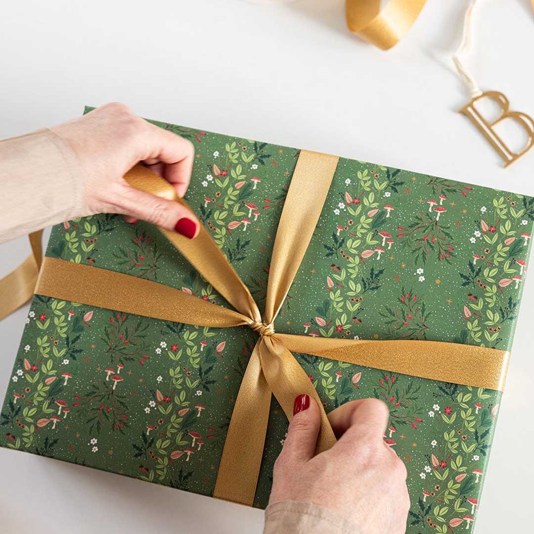 Christmas Gift Wrap Sheet | Jolly Santa + Holly & Twinkle