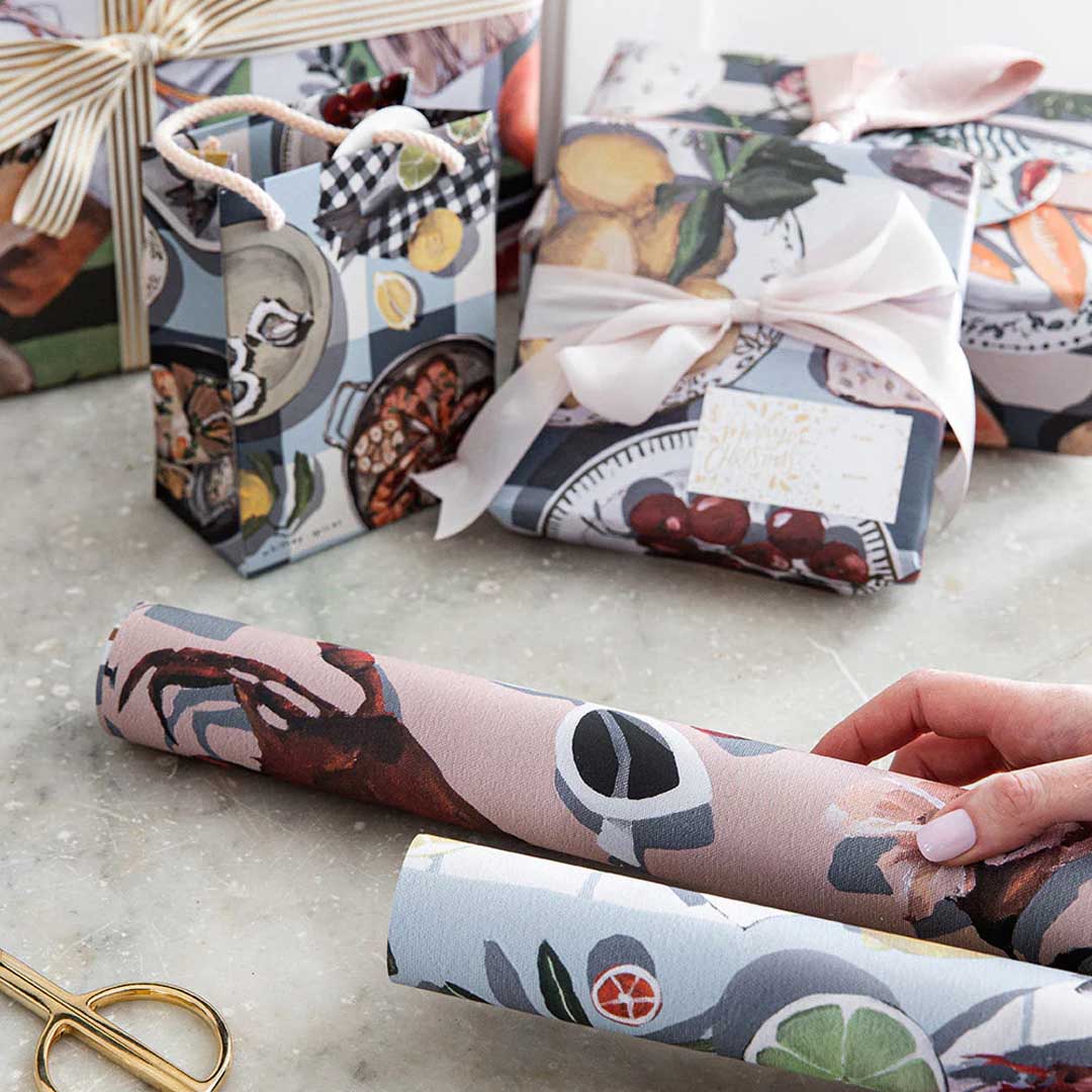 Christmas Gift Wrap Sheet | Summer Picnic + Crab & Squid