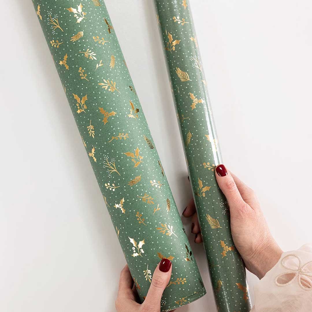 Gift Wrap Roll 3m | Golden Holly