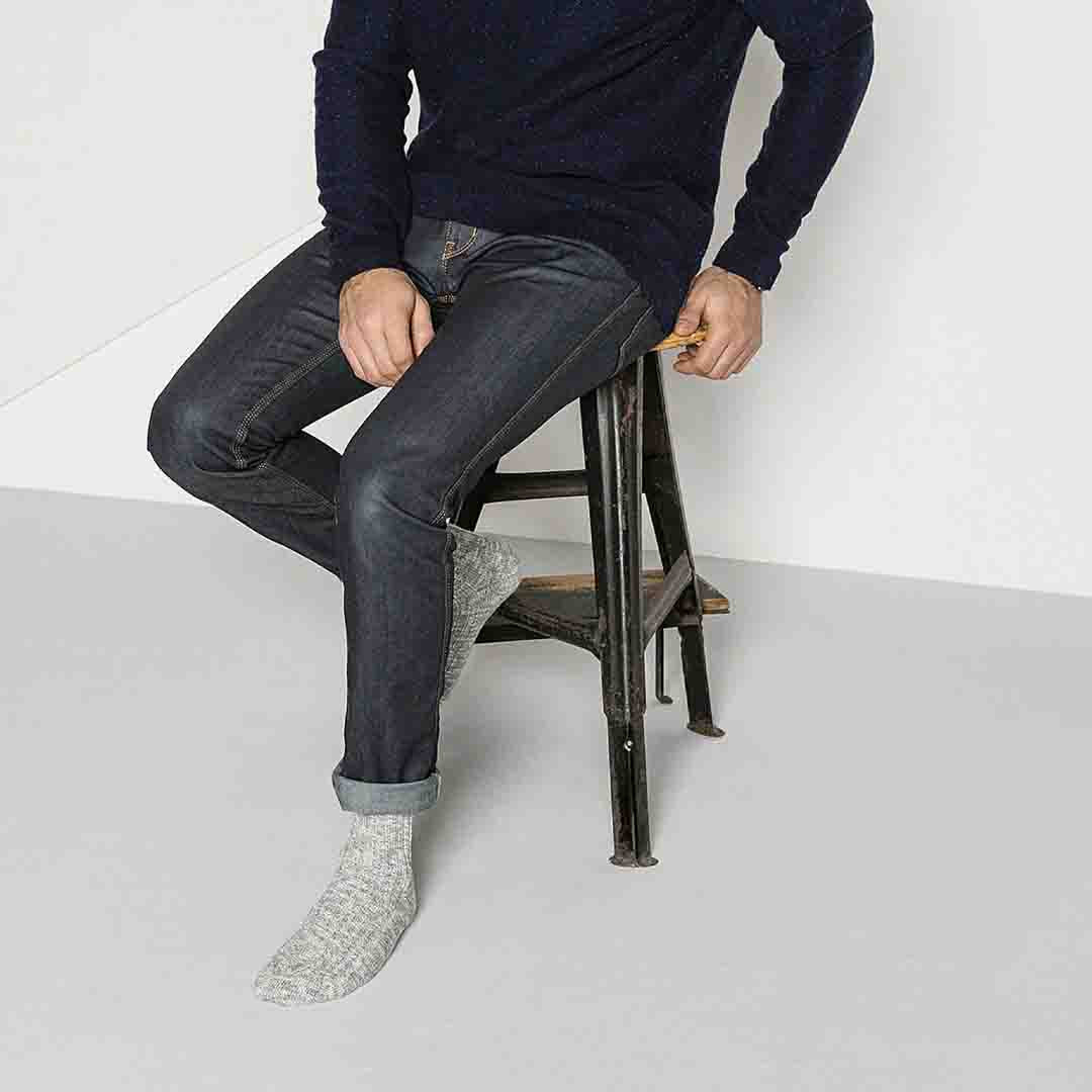 Cotton Slub Sock | Grey White