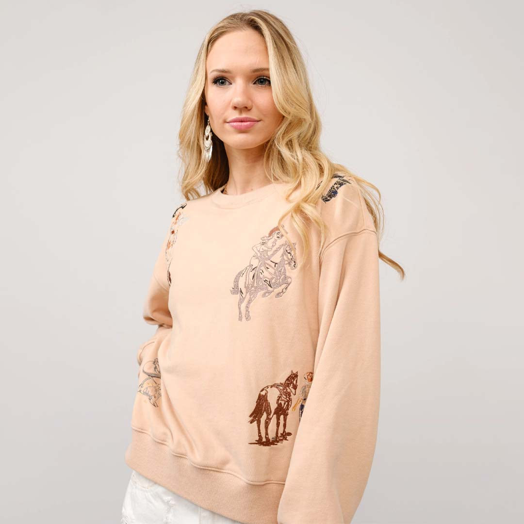 Embroidered Graphic Sweatshirt | Western Motif