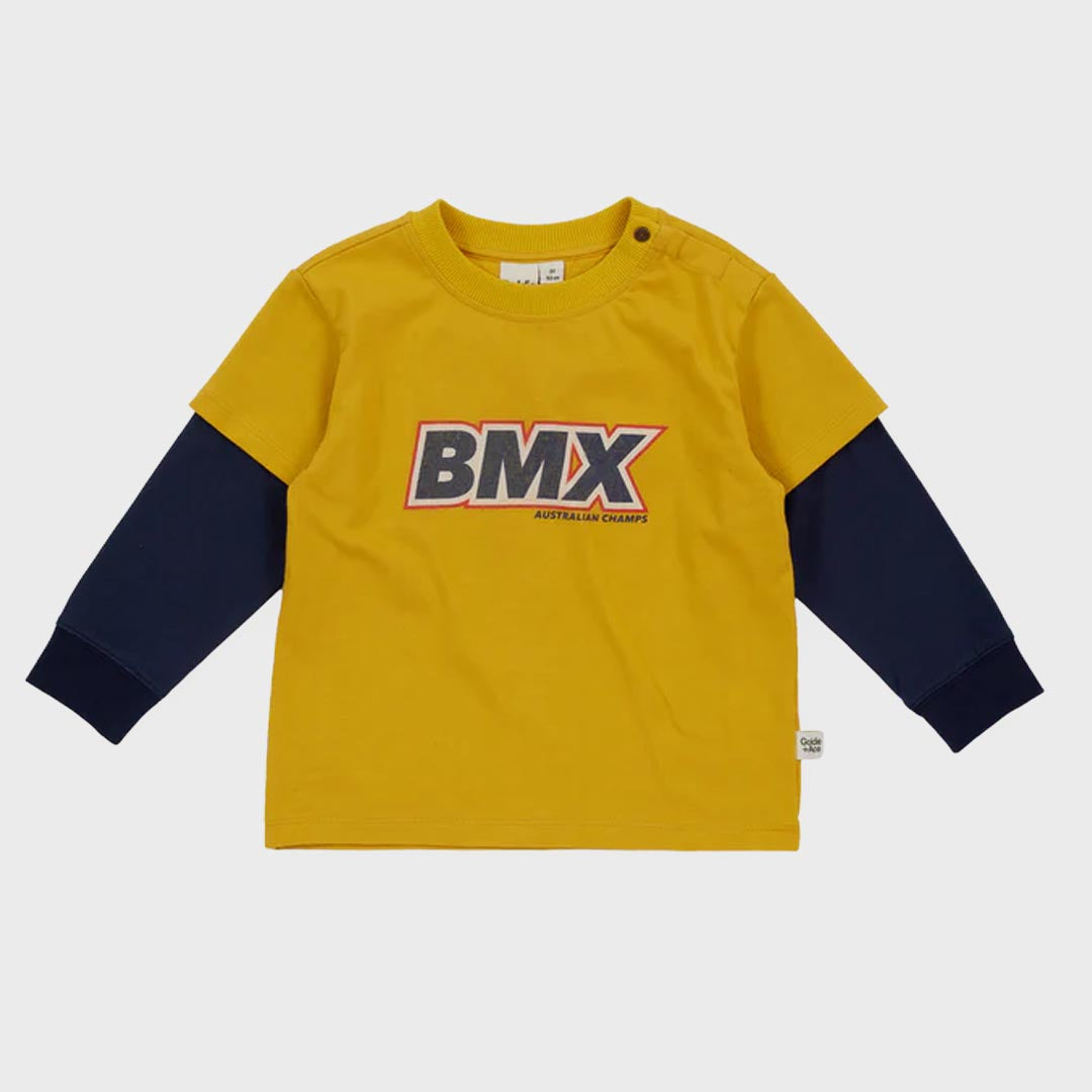 BMX Layered T-Shirt | Mustard Black