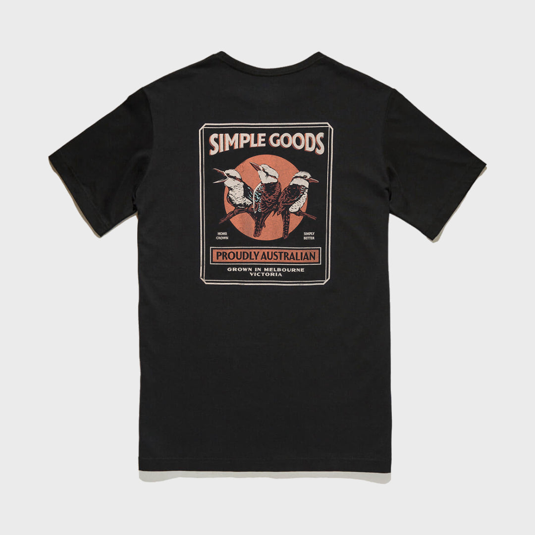 Reginald Print Kookaburra Tee | Black — product detail or alternate view