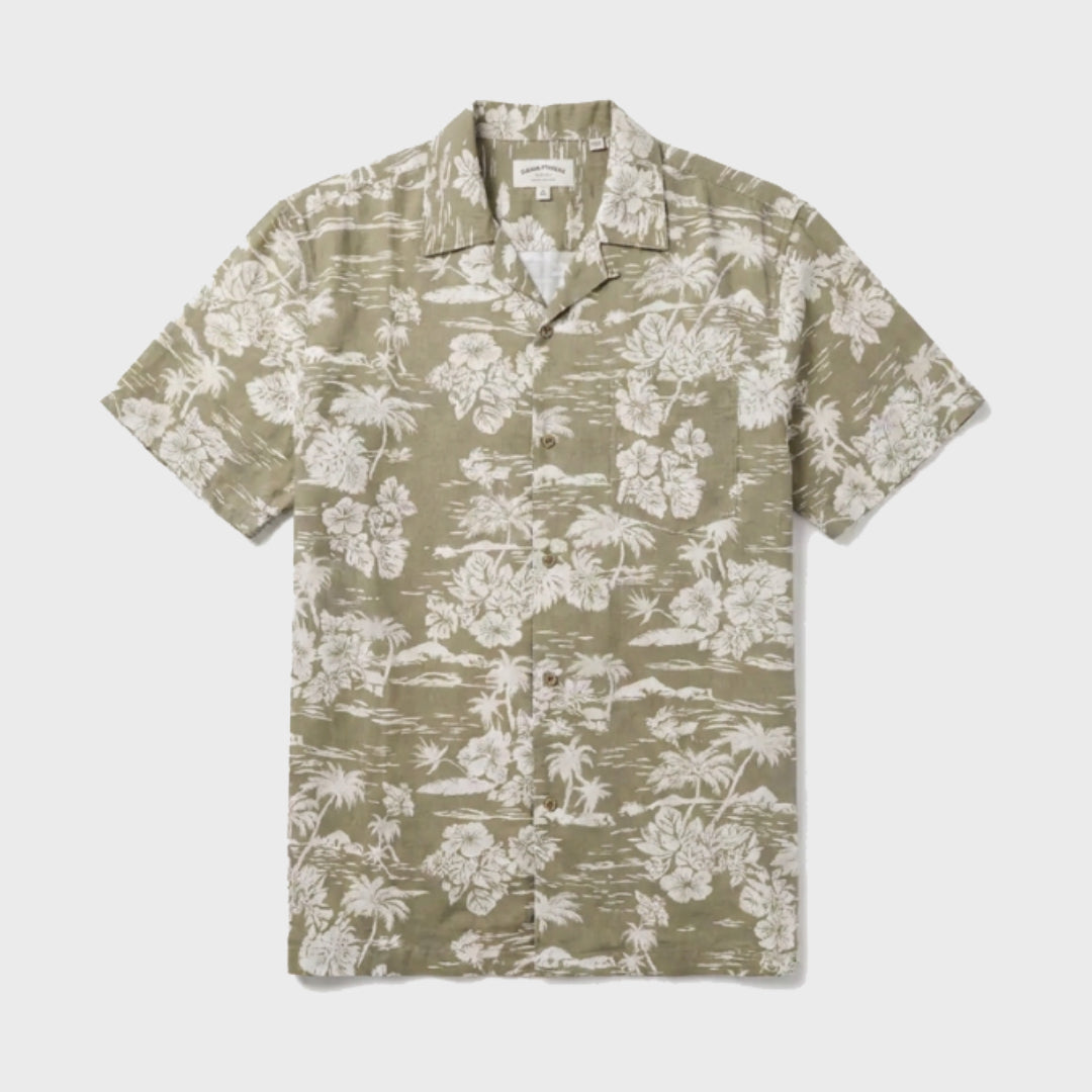 Hilo Hawaiian Short Sleeve Shirt | Thyme — front view