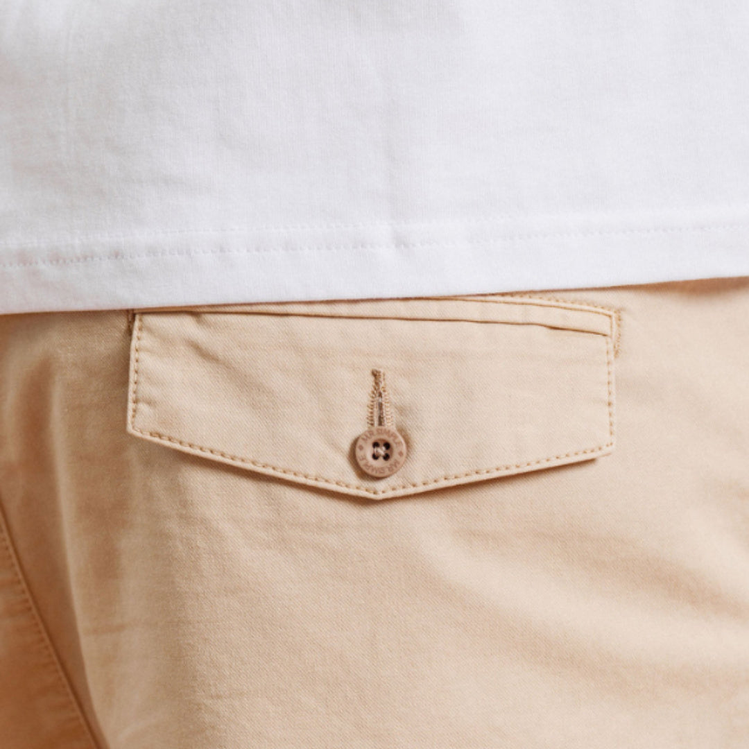 Chad Elastic Waist Relaxed Short | Vintage Stone — garment detail