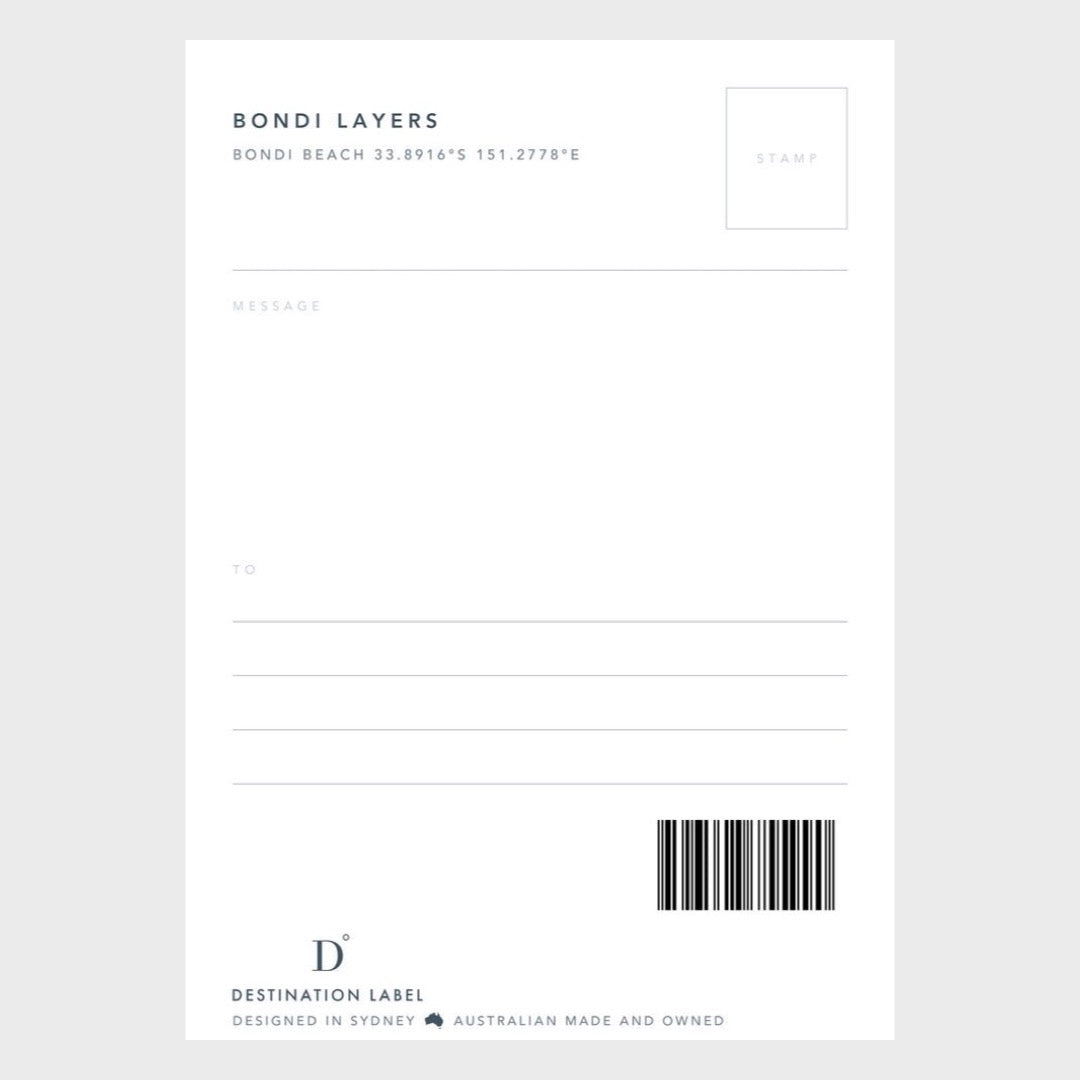 Postcard | Bondi Layers — writable barcoded back
