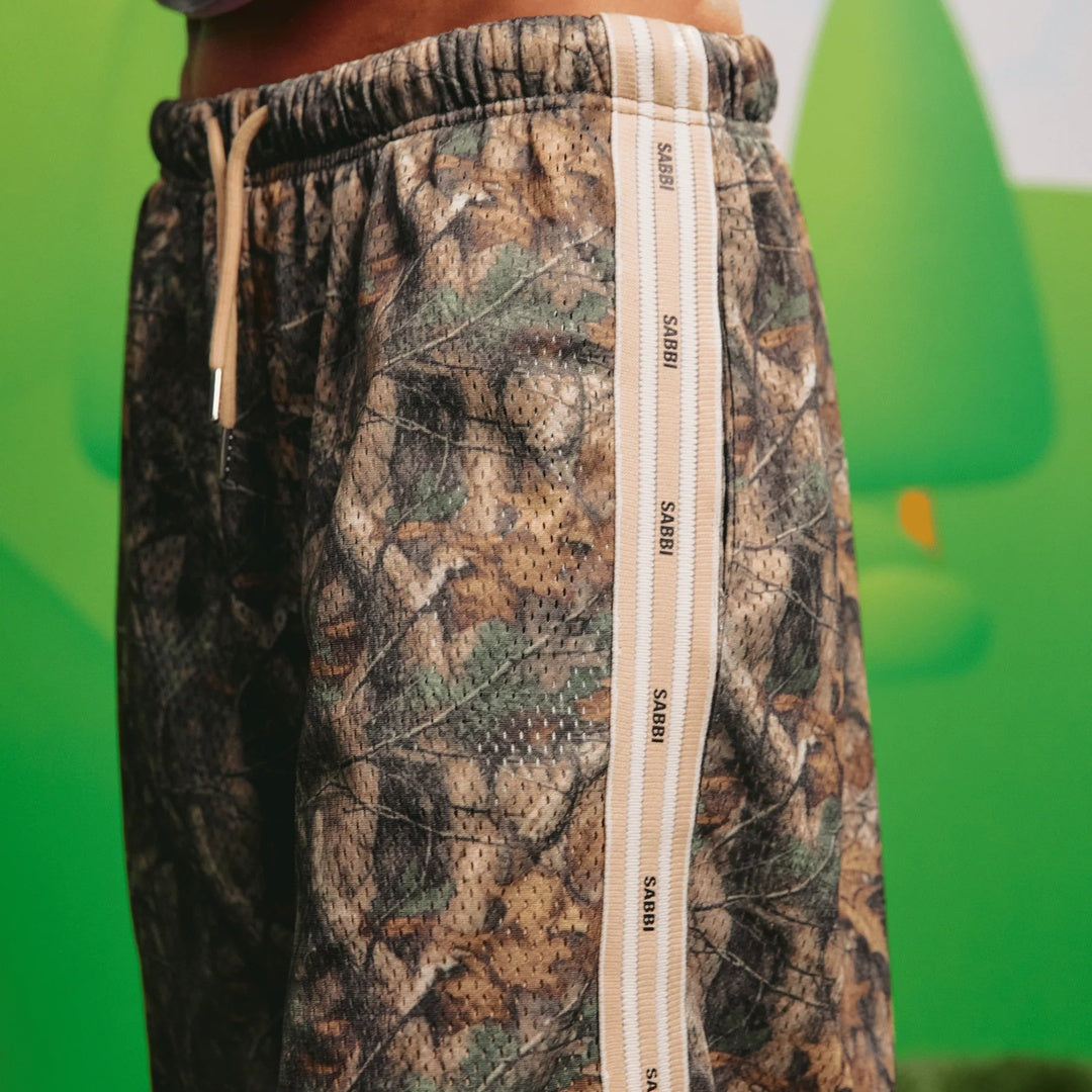Camo Mesh Jort Shorts — garment detail