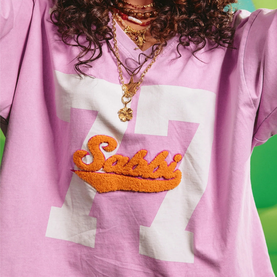 The 77 Tee | Purple — garment detail