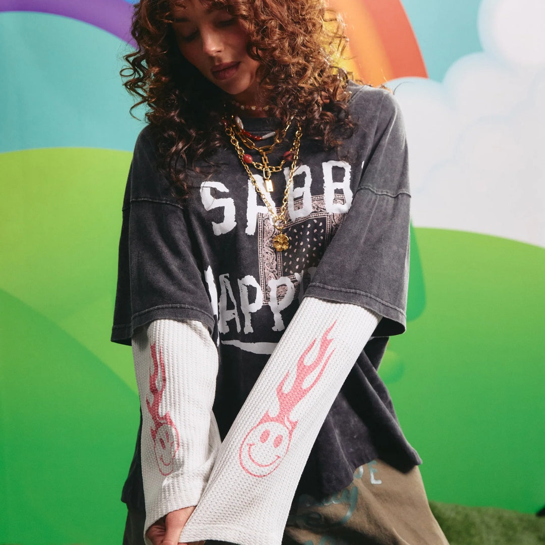 The Happiness Waffle LS Tee — garment detail