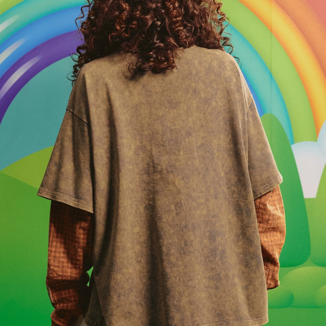 The Sabbi Outlaw Shirt Tee | Green/Orange — garment detail