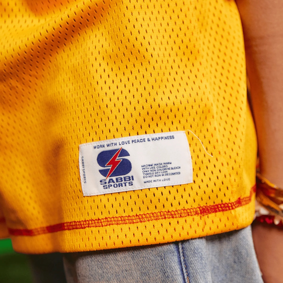 The Shine Bright Mesh Tee | Yellow — garment detail