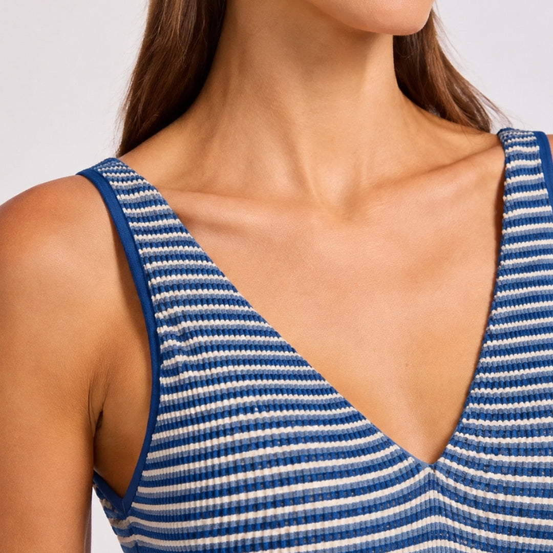 Deep V Neck One Piece | Marine image 4