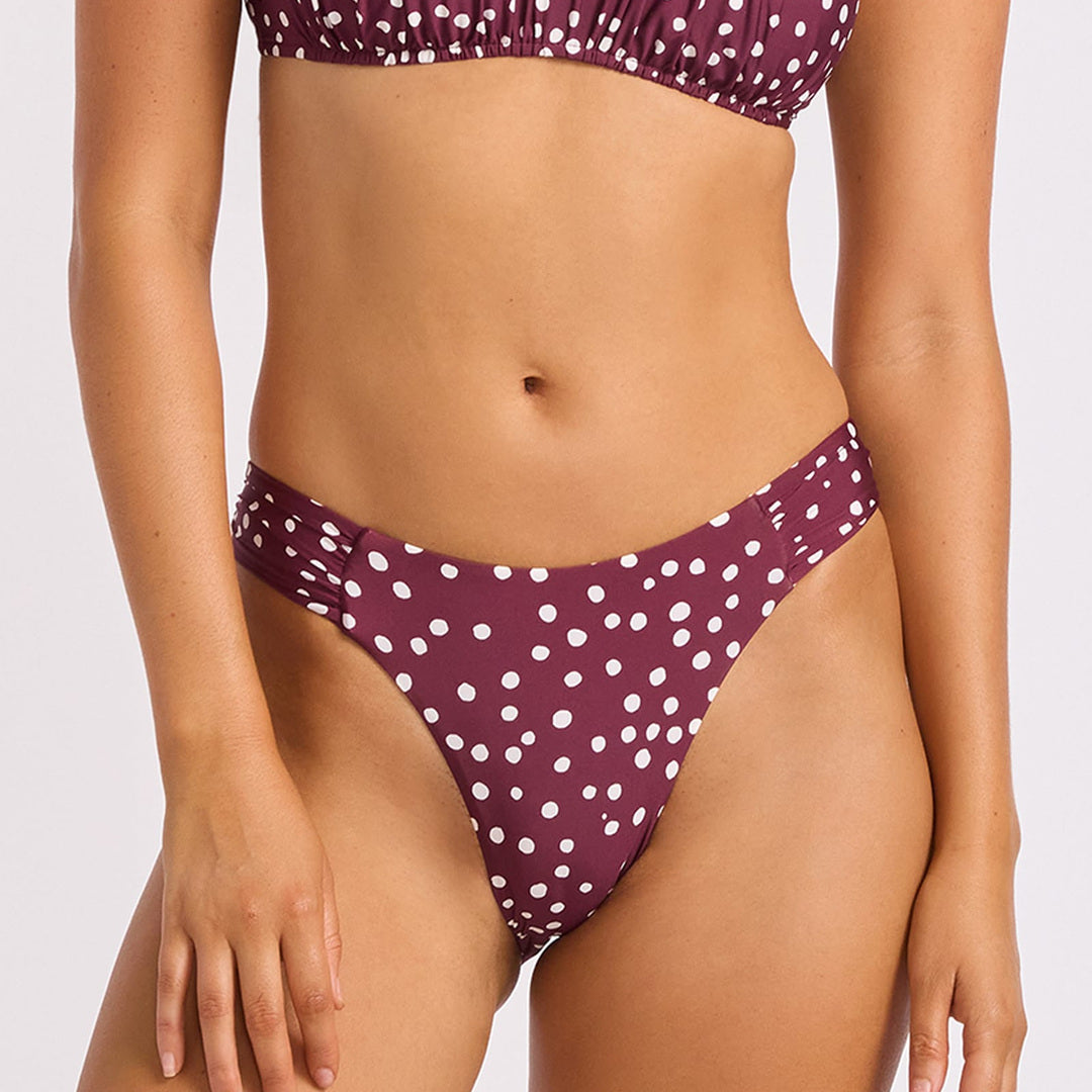 High Leg Ruched Side Pant | Dark Burgundy image 2