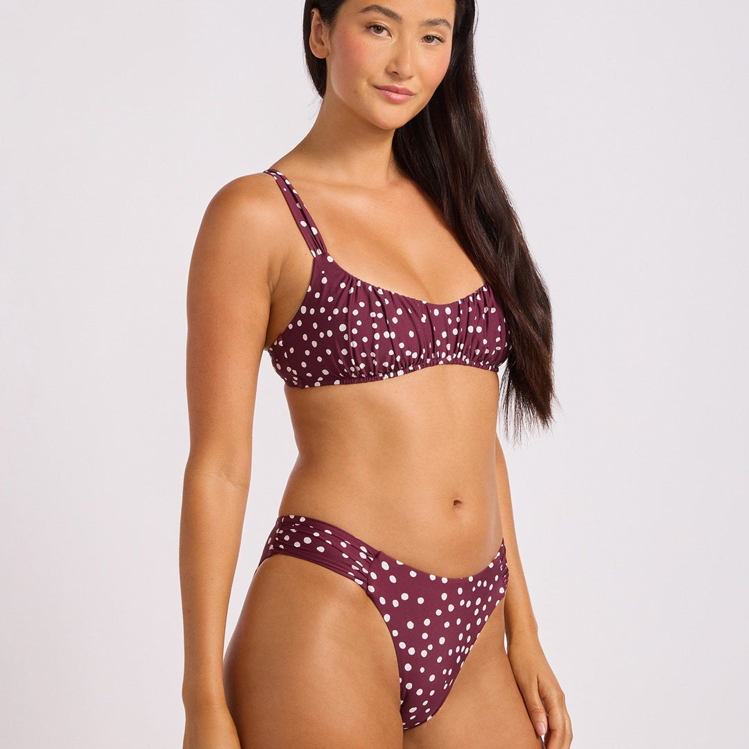 High Leg Ruched Side Pant | Dark Burgundy image 3