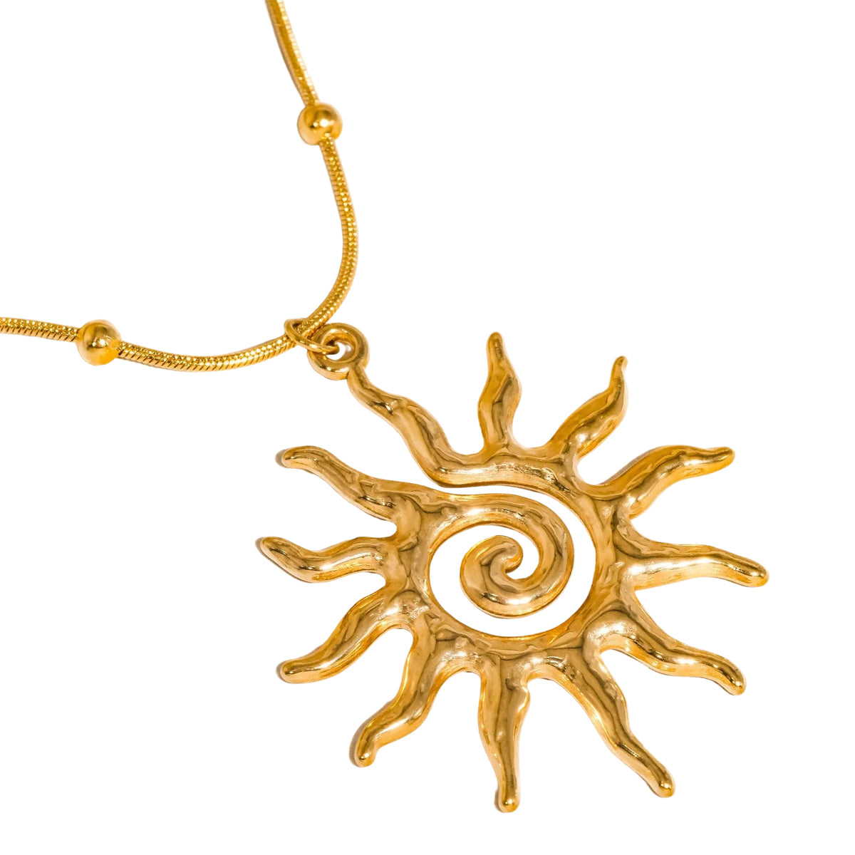 Taiyo 18K Gold Non-Tarnish Boho Sun Necklace | Yellow Gold