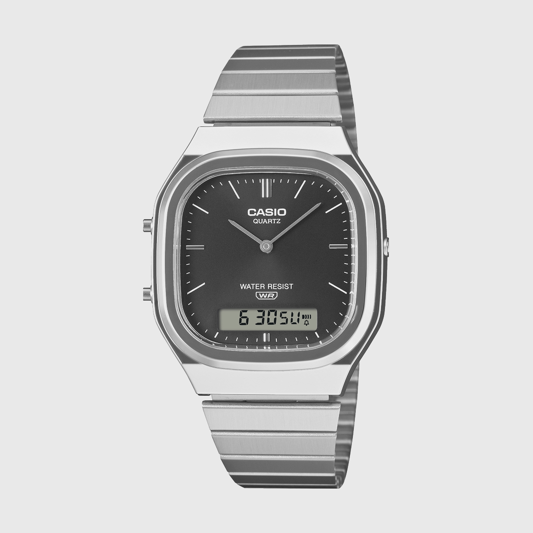 Casio Square Duo AQ240 in Silver and Black
