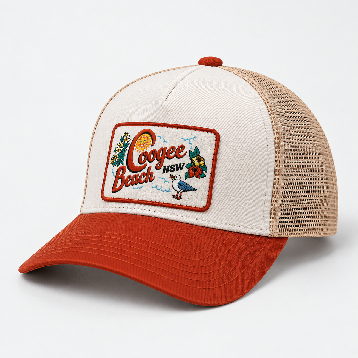 Coogee Beach Trucker |  Orange White Tan