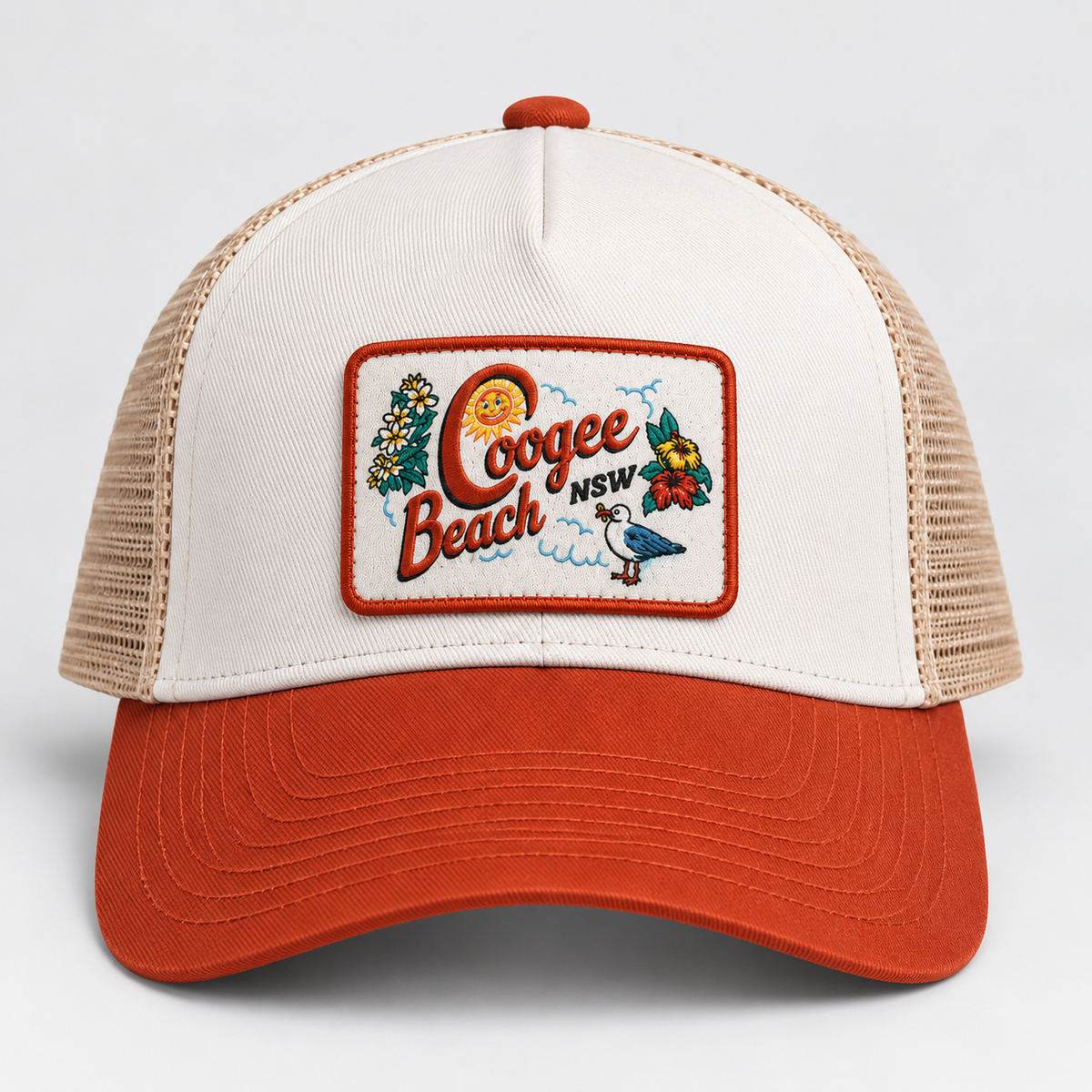 Coogee Beach Trucker |  Orange White Tan