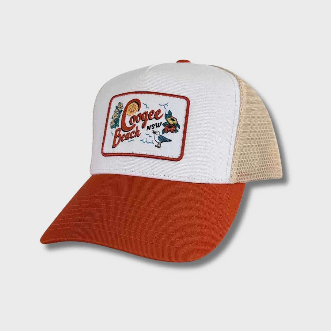 Coogee Beach Trucker |  Orange White Tan