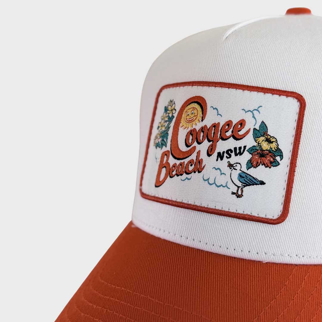 Coogee Beach Trucker |  Orange White Tan