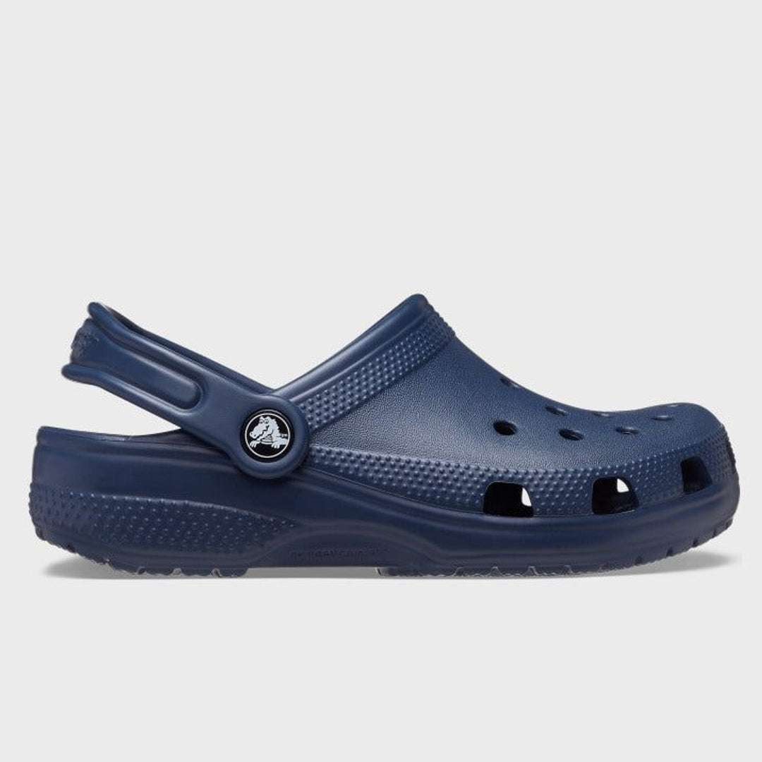 Crocs Toddler Classic Clog in Navy — side hero view