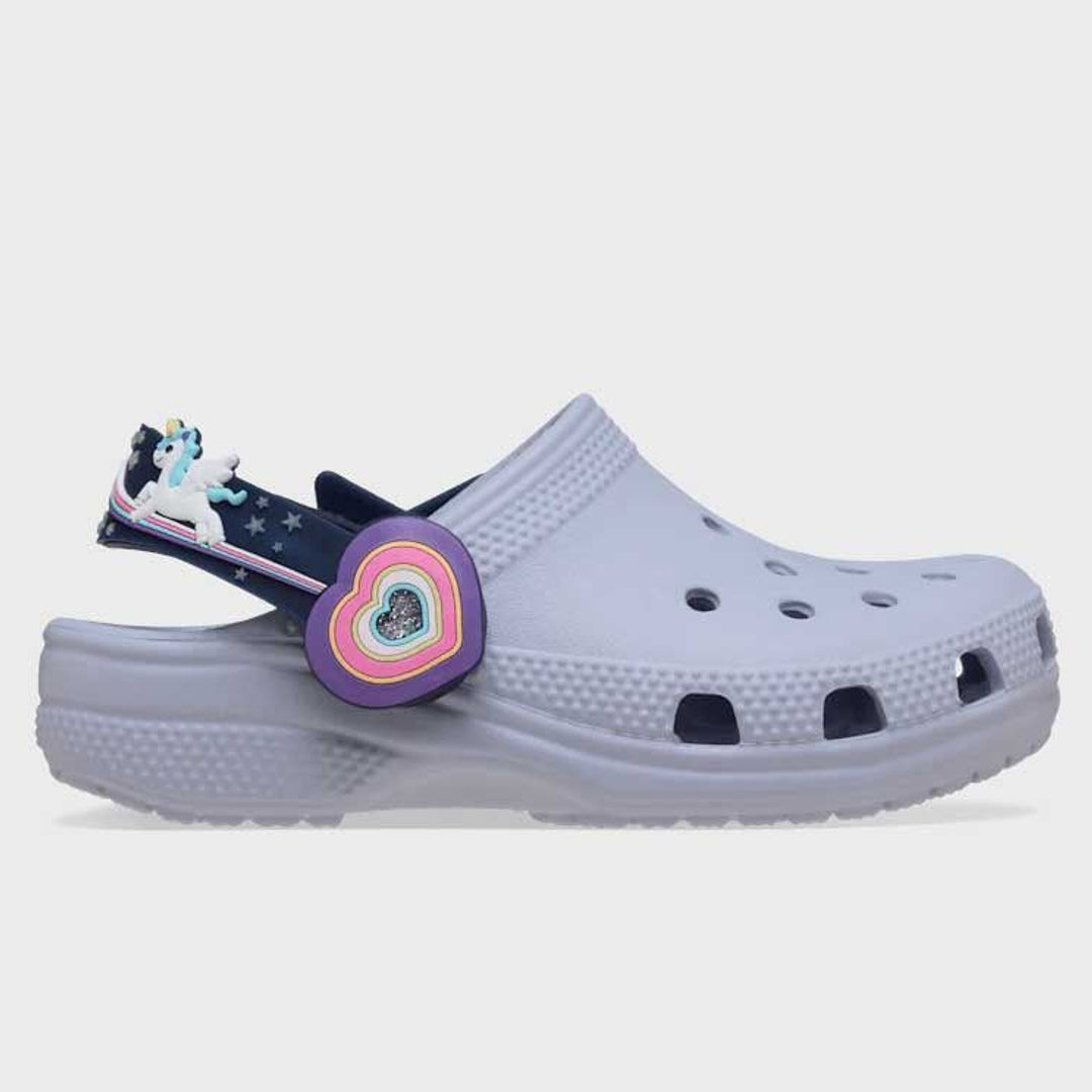 Crocs Toddler Imagination Classic Clog in Frosted Grape — side hero view