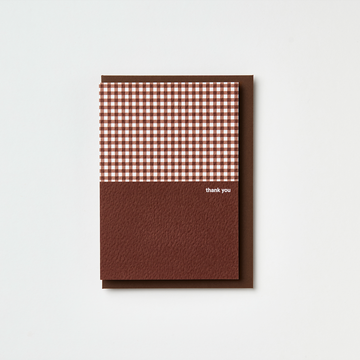 Burgundy Gingham thank you card