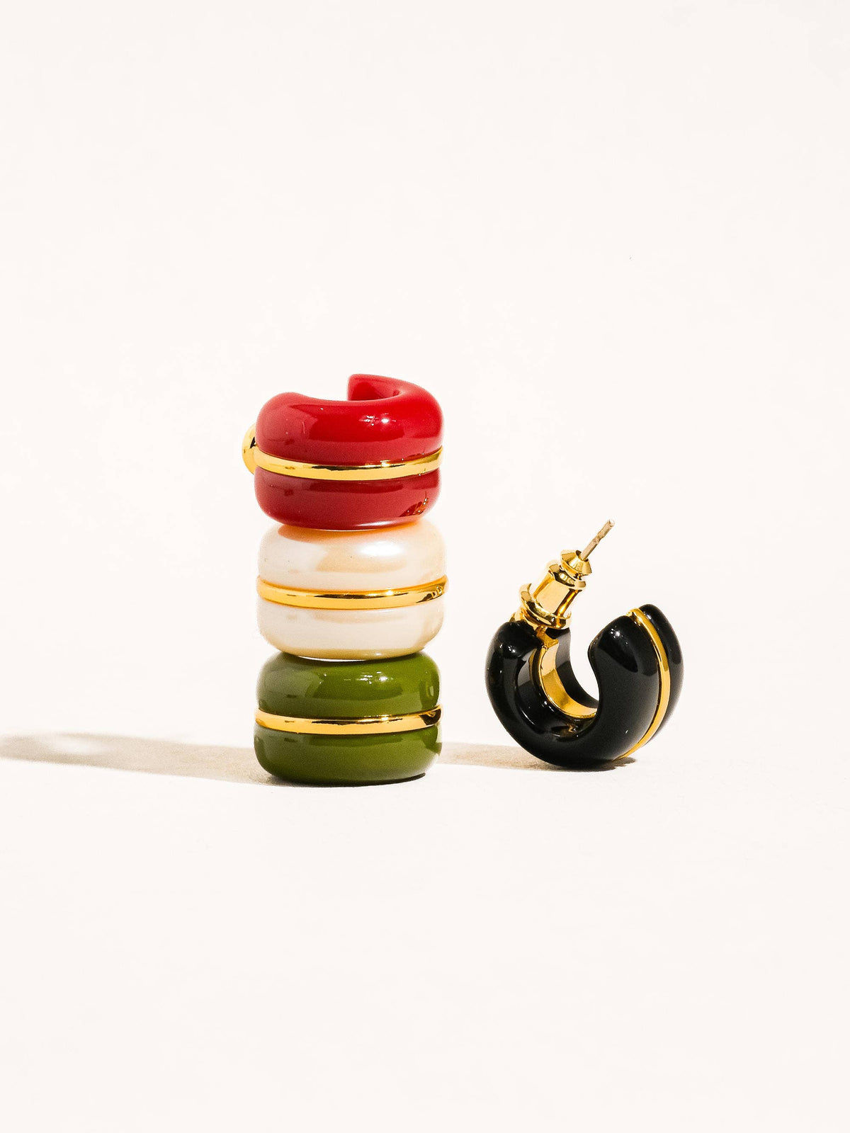Arlo C Hoop Earring | Green 18K
