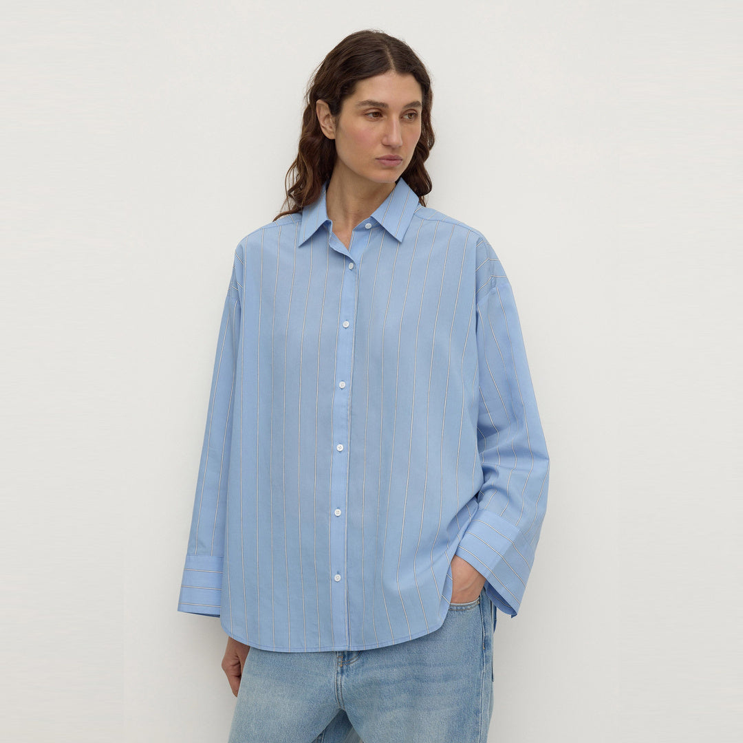 Assembly Label Delaney Italian Stripe Shirt in Blue