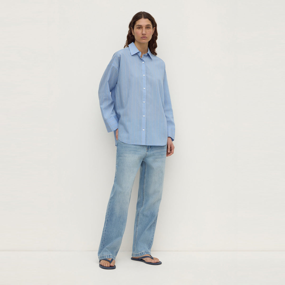 Assembly Label Delaney Italian Stripe Shirt in Blue
