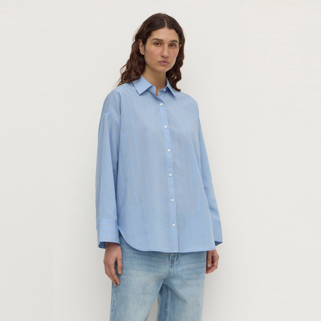 Assembly Label Delaney Italian Stripe Shirt in Blue