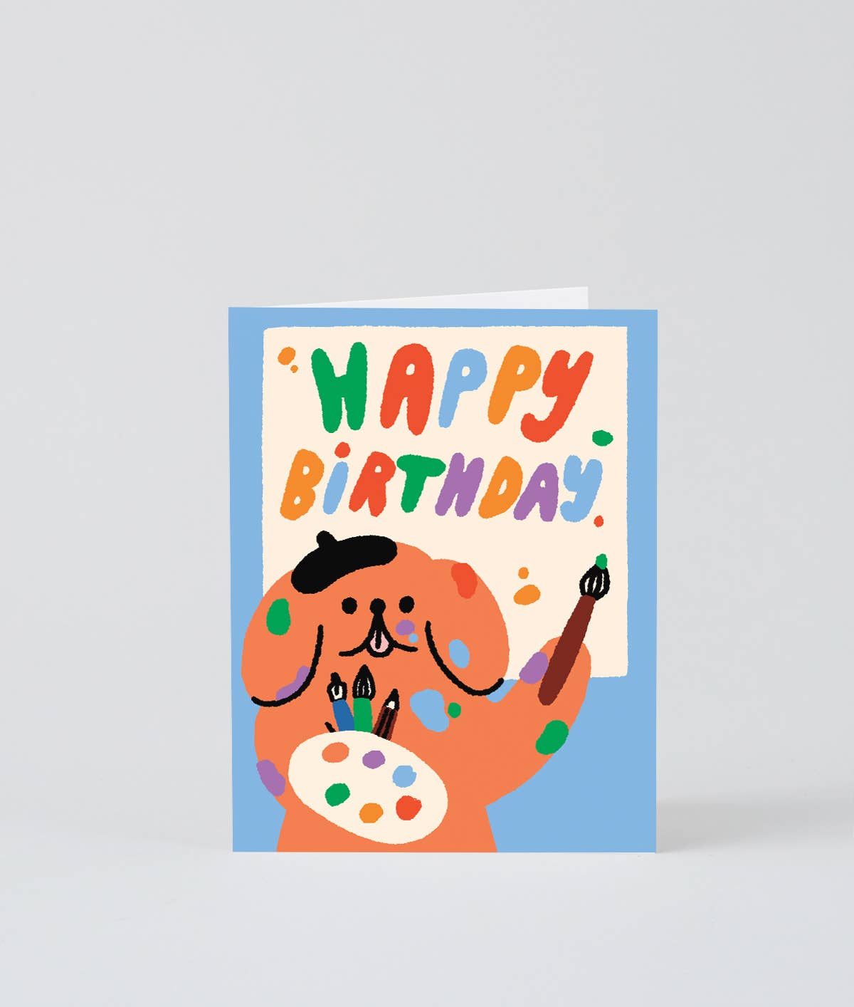 Happy Birthday Artist Dog Kids Greeting Card