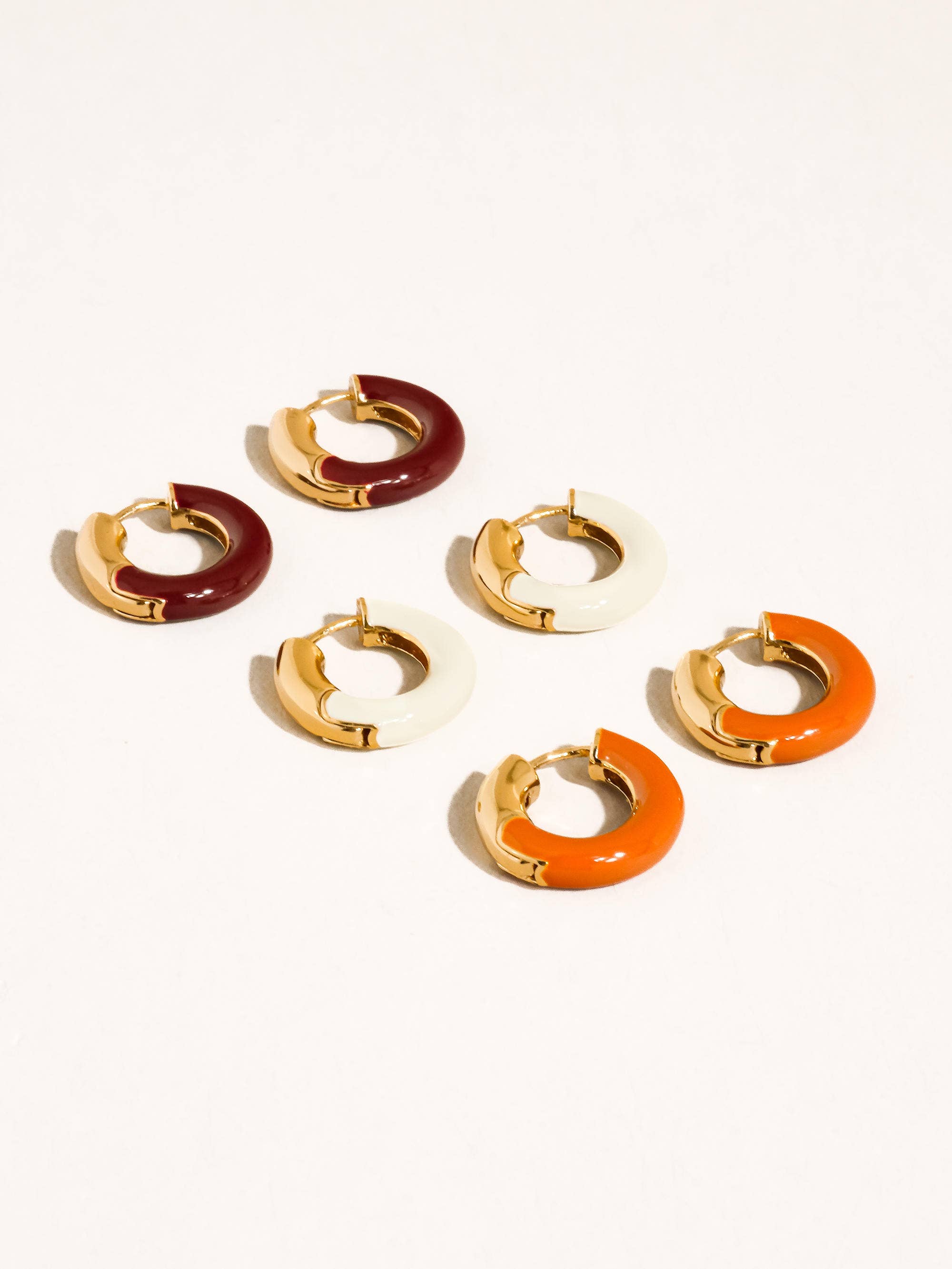 Odessa Vintage Enamel Hoop Earrings | White