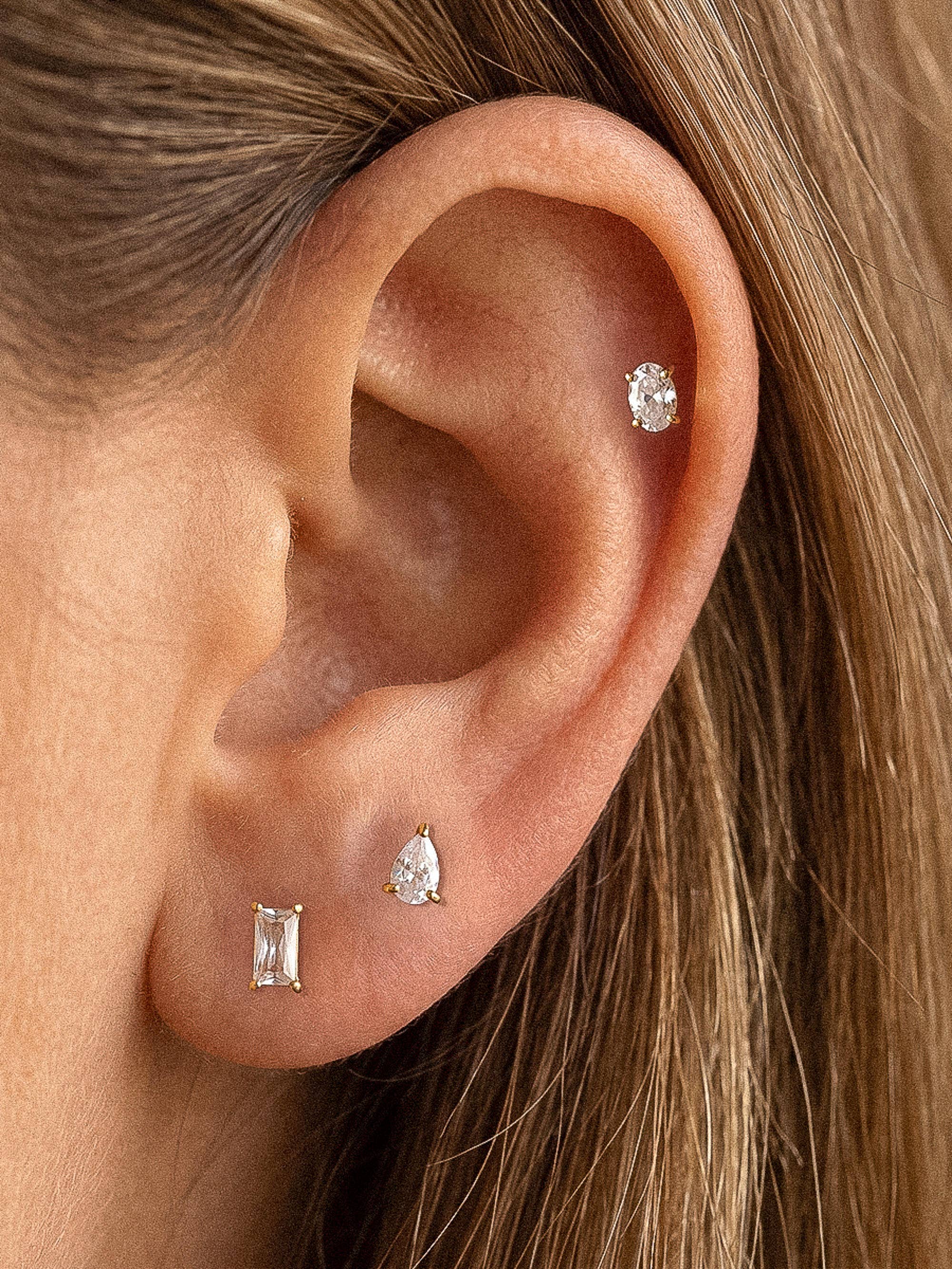 Pureté Pear & Oval CZ Stud Earrings Set | 18K Gold