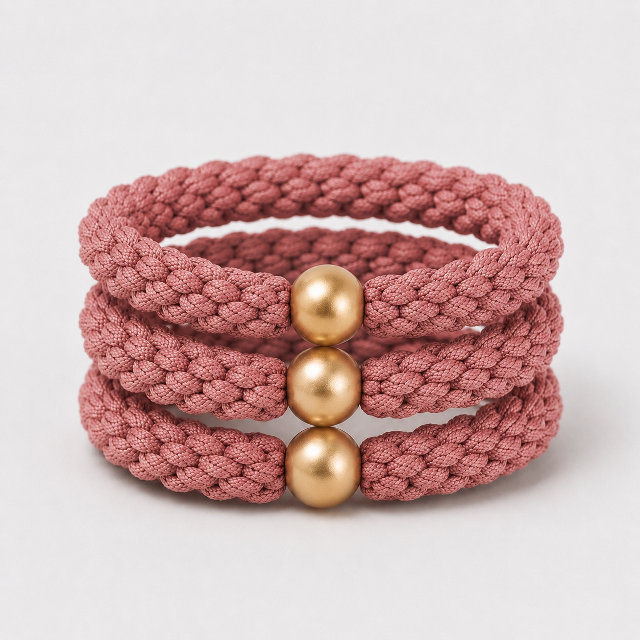 Elastic Braided Hair Tie 3 Pack  | Dusty Rose
