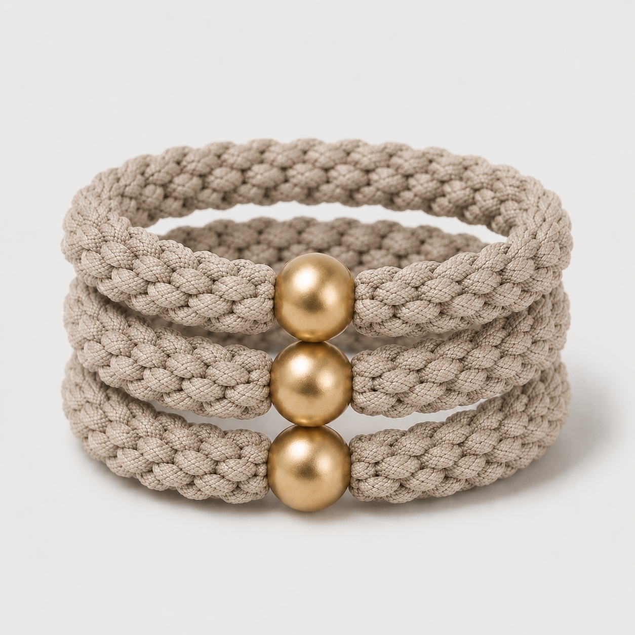 Elastic Braided Hair Tie 3 Pack | Mushroom