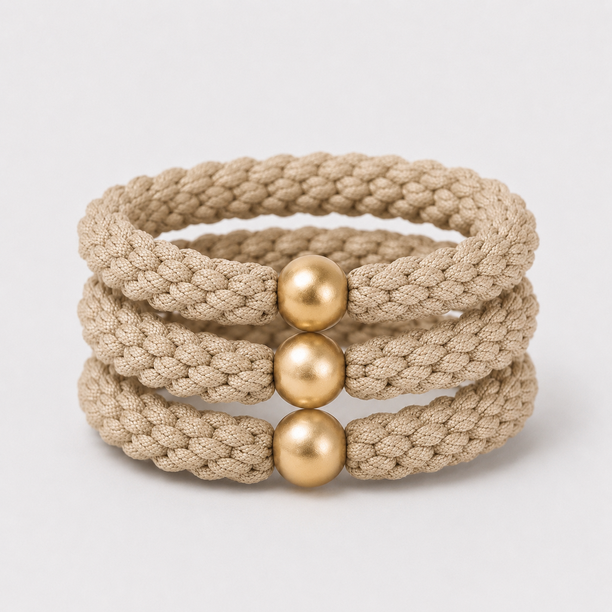 Elastic Braided Hair Tie 3 Pack  | Sand