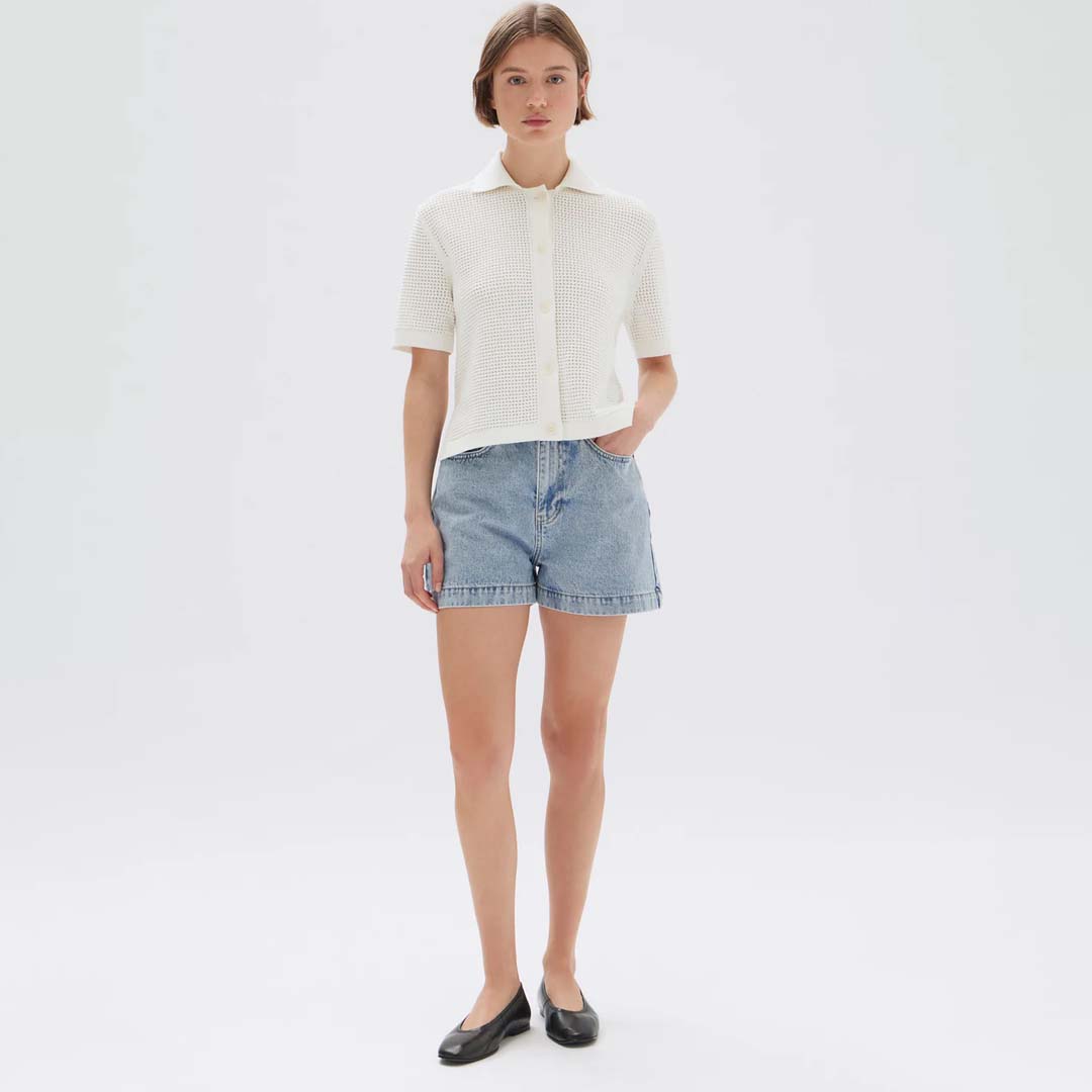 ENID SHORT SLEEVE KNIT SHIRT | CREAM