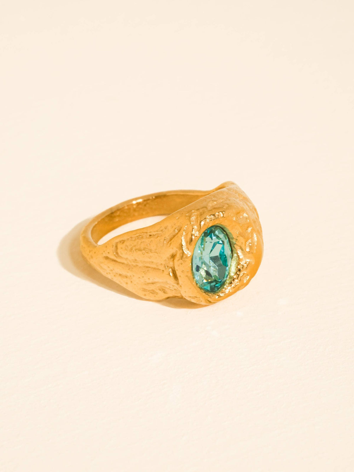 Frostine Blue CZ Signet Ring |18K Gold