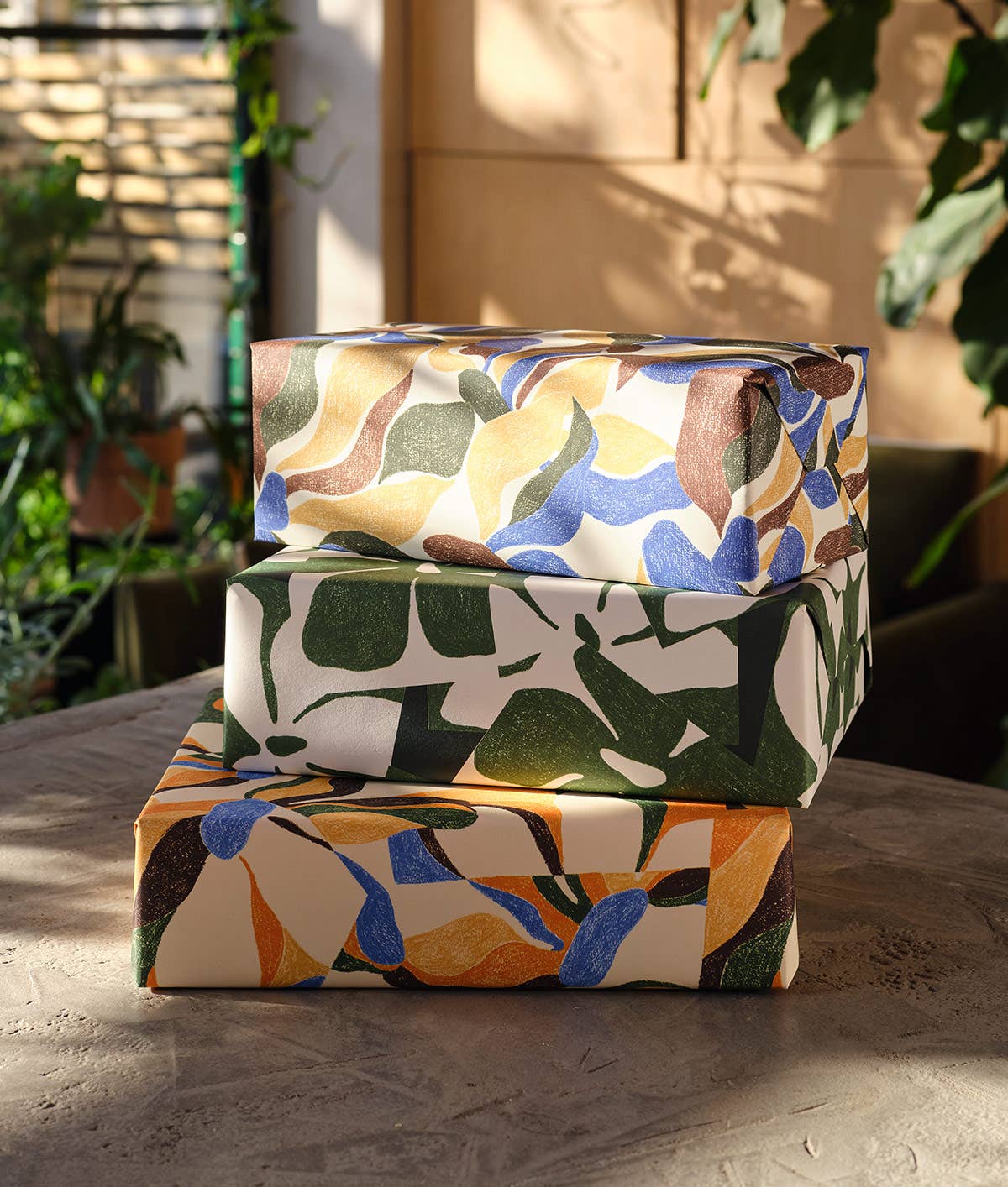 Floral Motif Green Gift Wrap