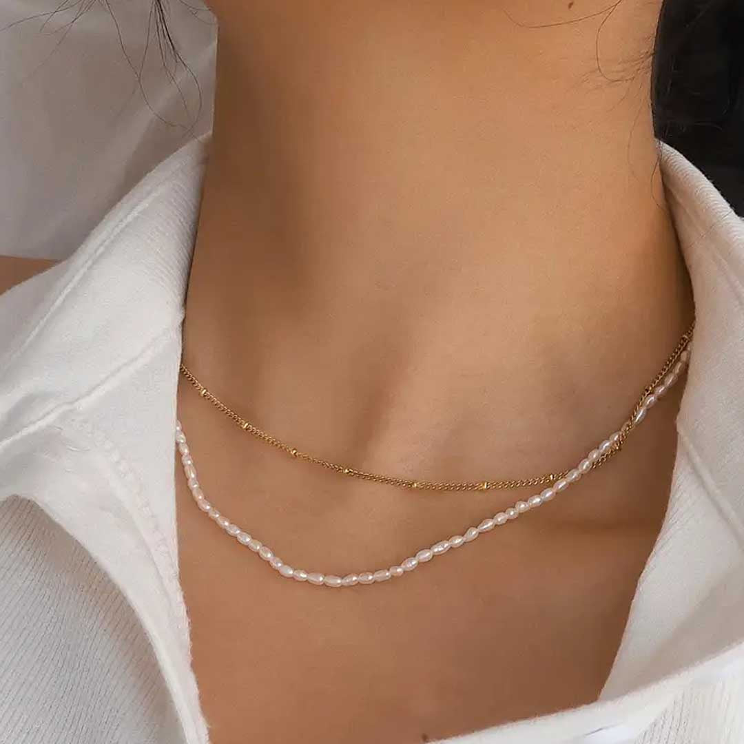 Camryn Necklace | Soft Pearl & Warm 18k Gold