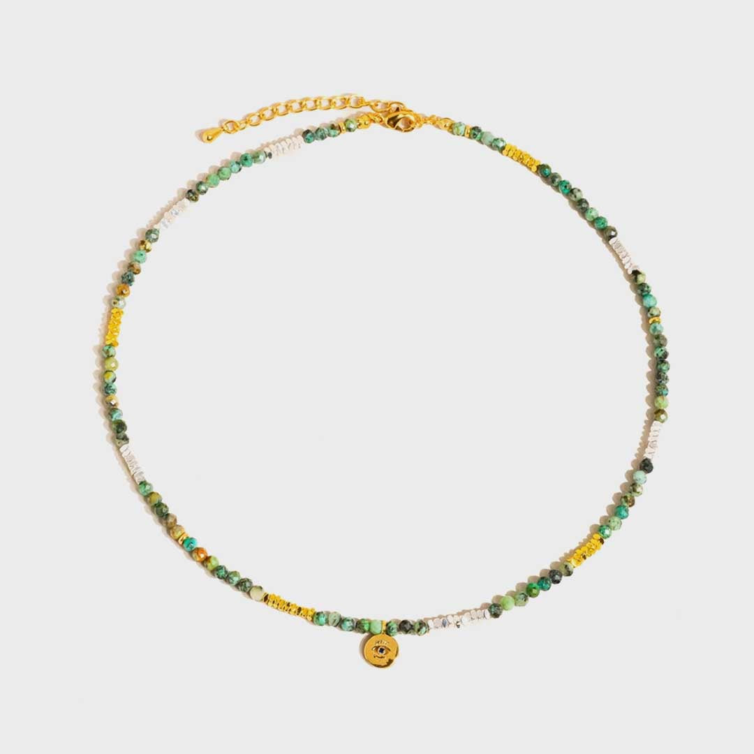Lahina Green Boho Handmade Stone Eye Necklace