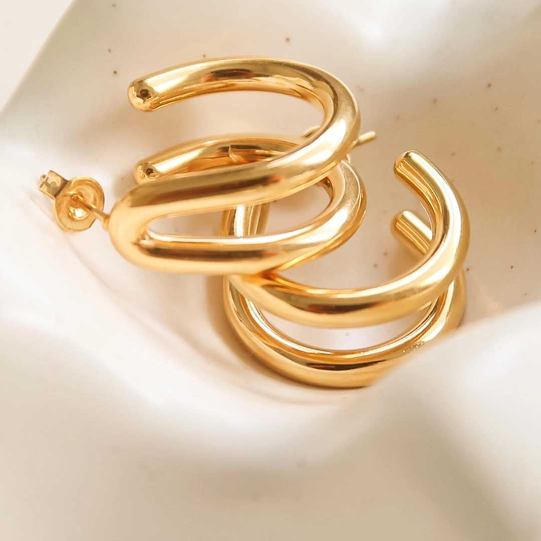 Lucille Double C Hoop Earrings | 18K Gold