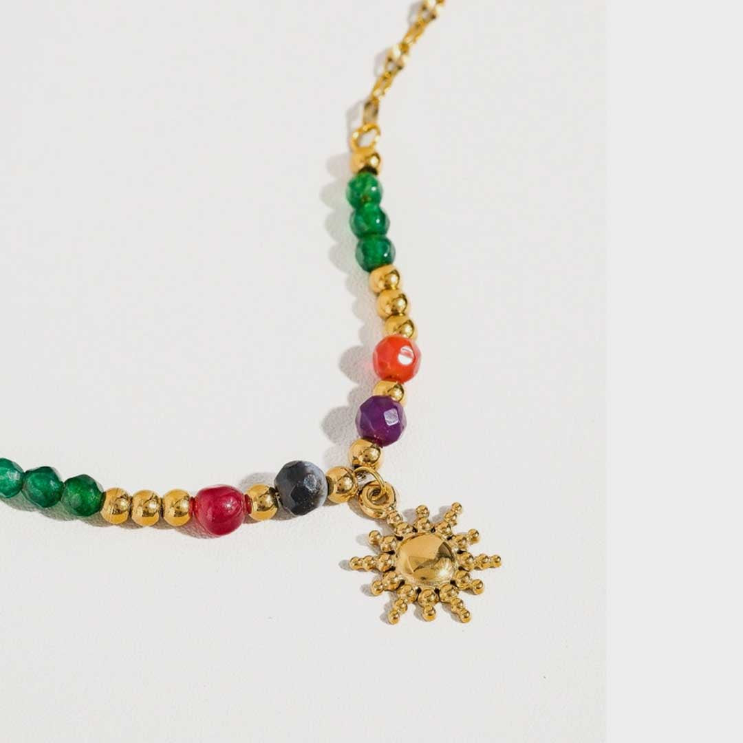 Olimpia 18K Gold Sun Necklace with Beads