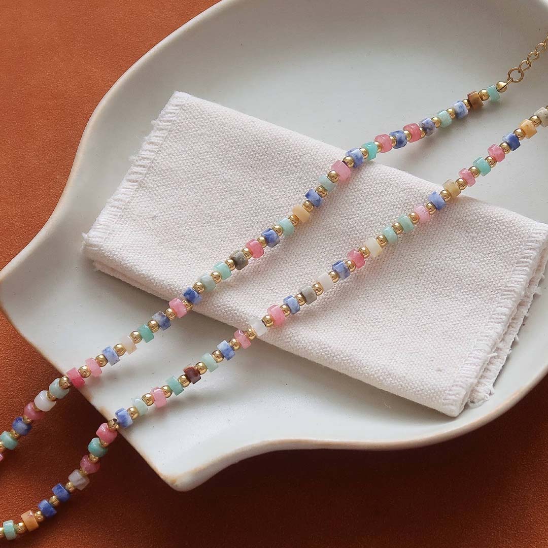 Lyric Bead Boho Necklace | 18K Gold