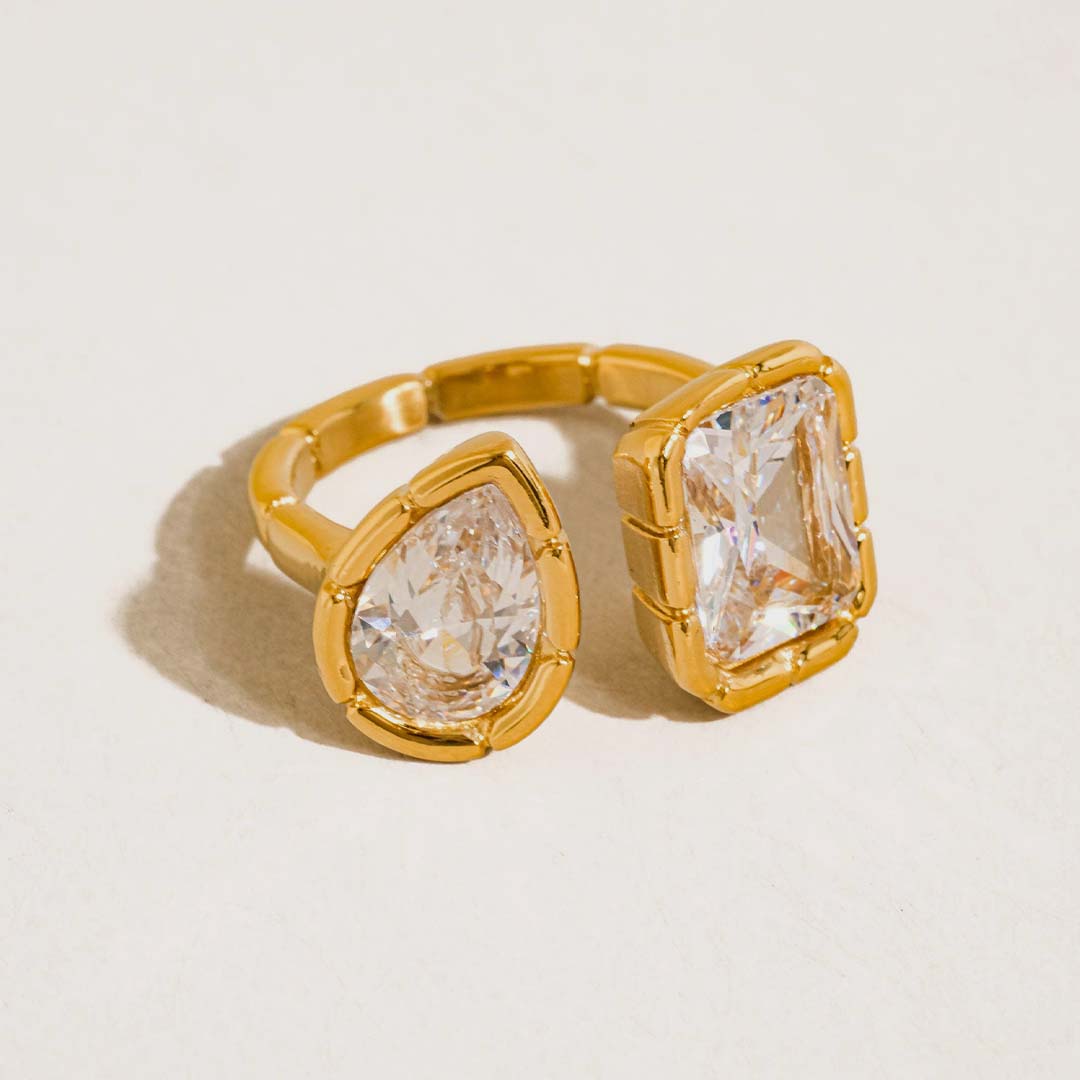 Serréa CZ Adjustable Ring | 18K Gold