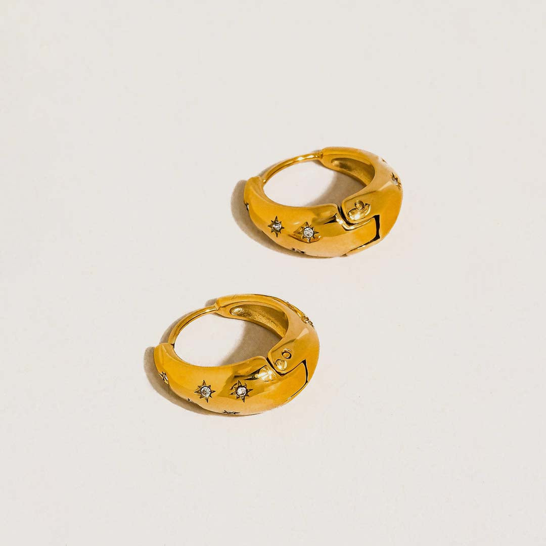 Solira Star Hoop Earring | 18K Gold