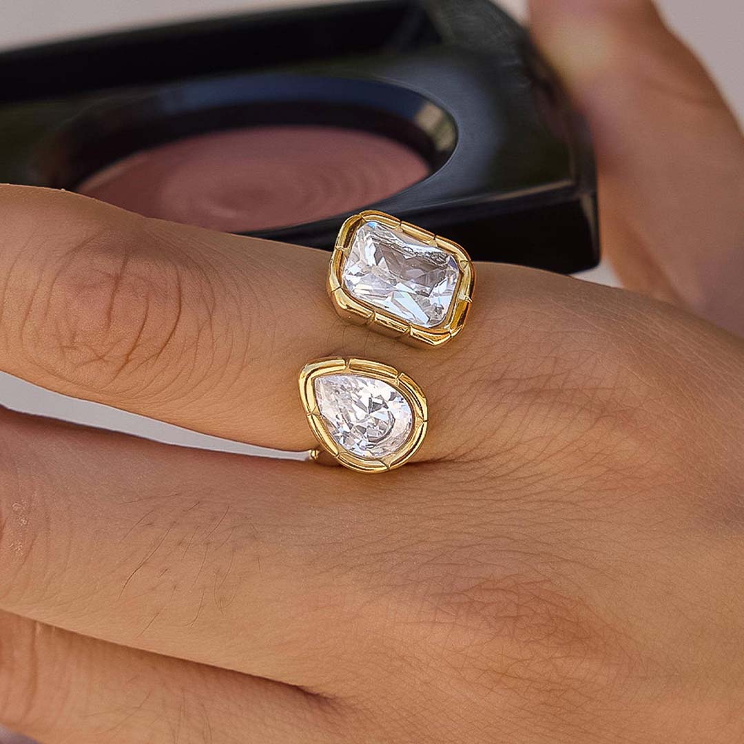 Serréa CZ Adjustable Ring | 18K Gold